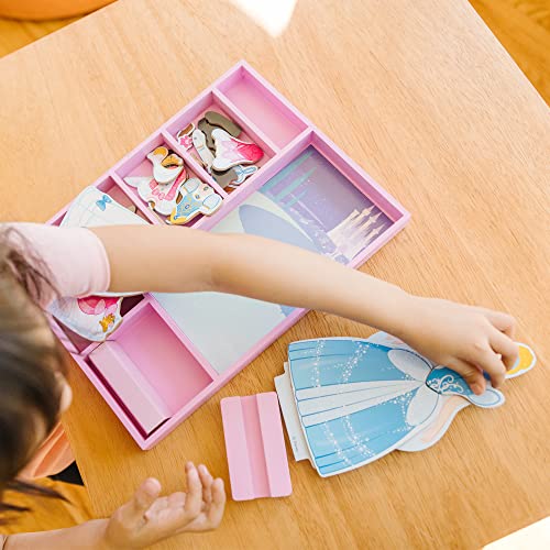 Melissa and Doug Disney Cinderella Magnetic Dress-Up Wooden Pretend Play Set (30+ pcs) - Toys, Princess Dress Up Doll For Preschoolers And Kids Ages 3+