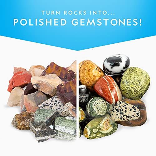 NATIONAL GEOGRAPHIC Rock Tumbler Refill Kit - Jasper Rocks for Tumbling - 8 Varieties including Mookaite and Kabamba - Rock Tumbler Supplies include Rock Tumbler Grit and Jewelry Accessories
