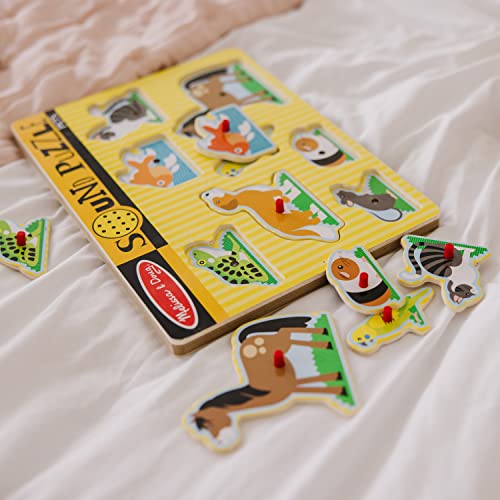 Melissa and Doug Pets Sound Puzzle - Wooden Peg Puzzle With Sound Effects (8 pcs) - Chunky Baby Puzzle, Animal Sounds Puzzles For Toddlers And Preschoolers Ages 2+