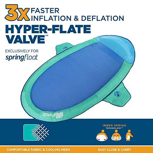 SwimWays Spring Float SunCatcher Pool Lounge Chair with Hyper-Flate Valve, Aqua