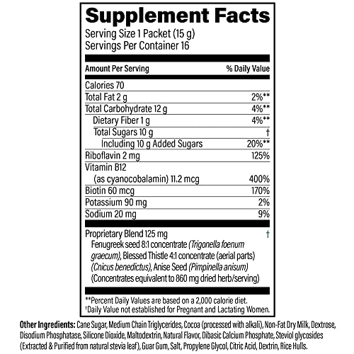 Upspring Milkflow + Energy Breastfeeding Supplement Drink Mix with Fenugreek | Chocolate Flavor | Lactation Supplement to Support Breast Milk Supply and B Vitamins* | 16 Drink Mixes