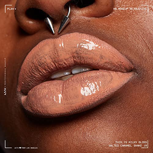 NYX PROFESSIONAL MAKEUP This Is Milky Gloss, Lip Gloss with 12 Hour Hydration, Vegan - Salted Caramel Shake (Caramel)