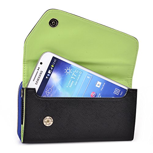 Kroo Clutch Wallet with Wristlet and Crossbody Strap for Smartphones up to 6.3 Inch - Carrying Case - Frustration-Free Packaging - Black and Blue