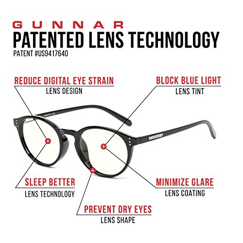 GUNNAR - Premium Gaming and Computer Glasses - Blocks 35% Blue Light - Attaché, Onyx, Clear Tint