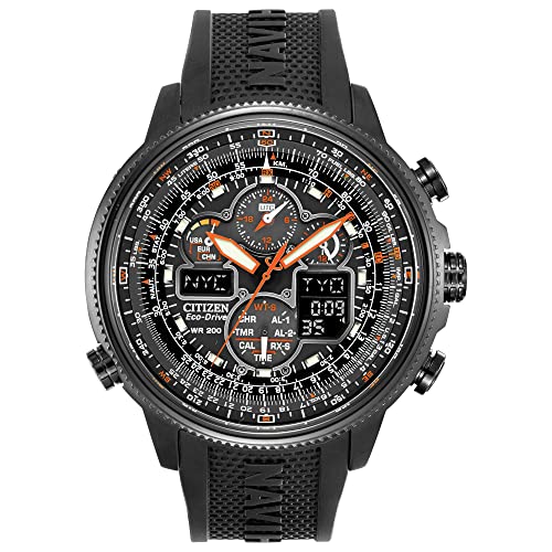 Citizen Men's Eco-Drive Promaster Air Navihawk Atomic Time Keeping Pilot Watch in Stainless Steel with Black Polyurethane strap, Black Dial (Model: JY8035-04E)