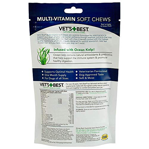 Vet's Best Multi-Vitamin Soft Chew Dog Supplements | Vitamins for Dogs | Supports Dogs Physical and Mental Health | 30 Day Supply