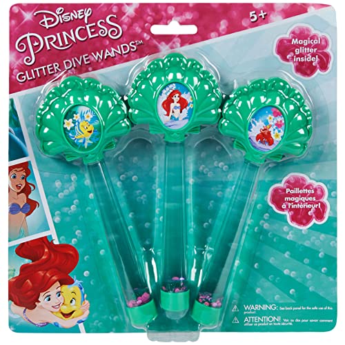 SwimWays Disney Princess Ariel Glitter Dive Wands Diving Toys 3 Pack, Bath Toys and Pool Party Supplies for Kids Ages 5 and Up, Styles May Vary