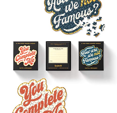 You Complete Me 100 Piece Mini Shaped Puzzle from Brass Monkey - 7.25' x 6.8' Mini Puzzle for Adults, Eye-Catching Design, Gold Foil Accents, Unique Gift Idea!