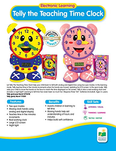 The Learning Journey Telly The Teaching Time Clock - Electronic Analog and Digital Time Telling Aid with Two Quiz Modes and Night Light - Telling Time Teaching Clock - Award Winning Toys