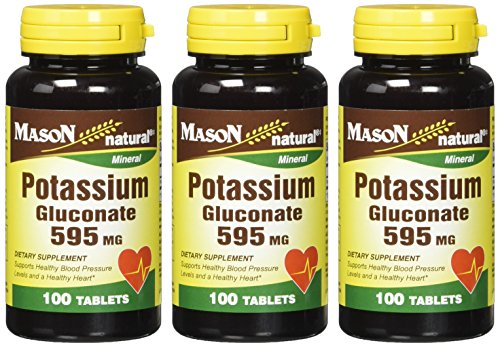 Mason Vitamins Potassium Gluconate 595Mg Tablets, 100-Count Bottles (Pack of 3)