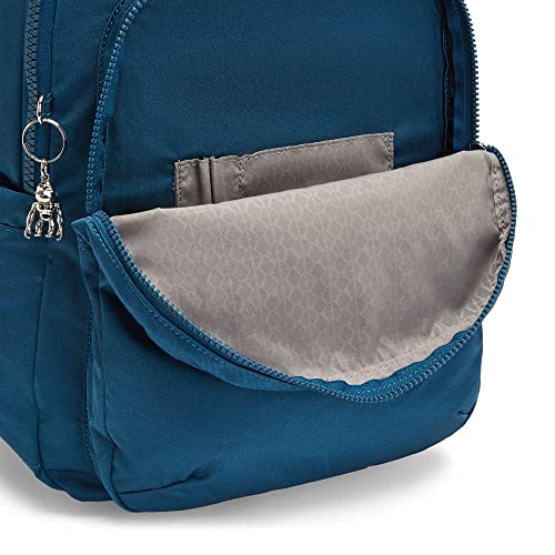 Kipling Women's Seoul 15' Device Backpack, Durable, Roomy with Padded Shoulder Straps, School Bag, Dynamic Beetle, 13.75''L x 17.25''H x 8''D