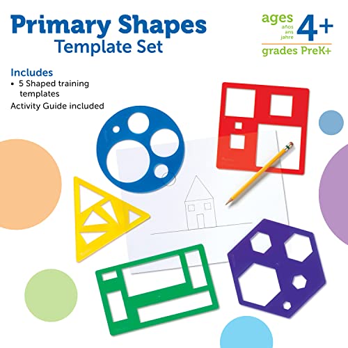 Learning Resources Primary Shapes Template Set - 5 Pieces, Ages 4+ Homeschool and Classroom Supplies, Geometric Shapes, Tracing Helper for Kids