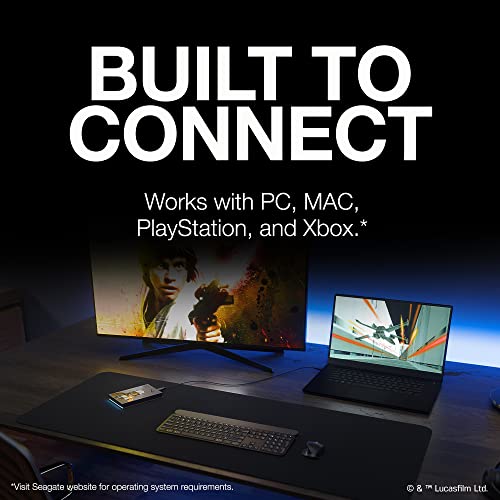 Seagate Luke Skywalker SE FireCuda External Hard Drive 2TB HDD - USB 3.2, Customizable LED RGB Lighting, Blue, Works with PC, Mac, Playstation, and Xbox, with 1-Year Rescue Services (STKL2000412)