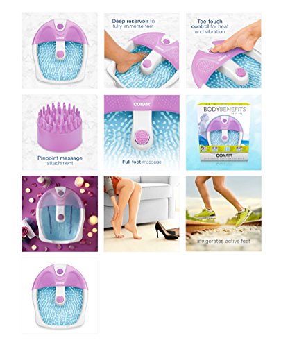 Conair Soothing Pedicure Foot Spa Bath with Soothing Vibration Massage, Deep Basin Relaxing Foot Massager with Jets, Pink/White