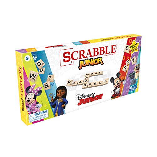 Hasbro Gaming Scrabble Junior: Disney Junior Edition Board Game, Double -Sided Game Board, Matching and Word Game (Amazon Exclusive)