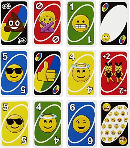 UNO Emoji Card Game for Family Night, Travel Game with Emoji Graphics and Special Rule for 2-10 Players