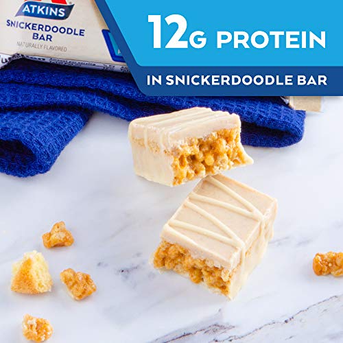 Atkins Snack Bar, Snickerdoodle, Made with B Vitamins and Real Almond Butter, Naturally Flavored, Keto Friendly, and Gluten Free (30 Bars)