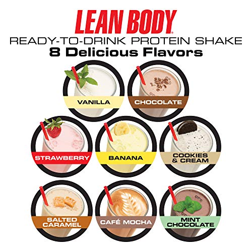 Lean Body Ready-to-Drink Salted Caramel Protein Shake, 40g Protein, Whey Blend, 0 Sugar, Gluten Free, 22 Vitamins and Minerals, 17 Fl Oz (Pack of 12)