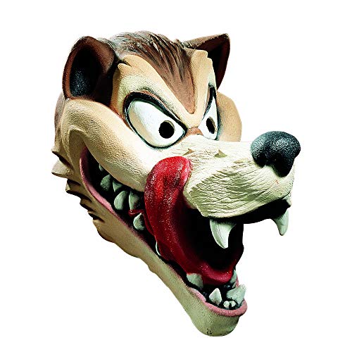 Disguise Men's Hungry Wolf Latex Costume Mask, Brown/Beige/Black/Red, Adult