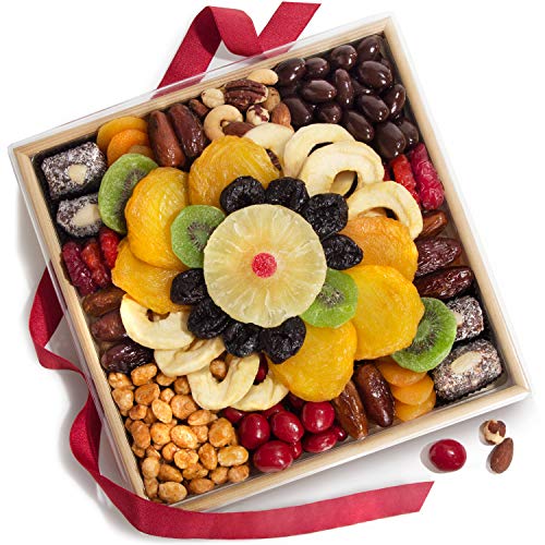 Festive Holiday Dried Fruit, Nuts and Chocolates Gift Tray