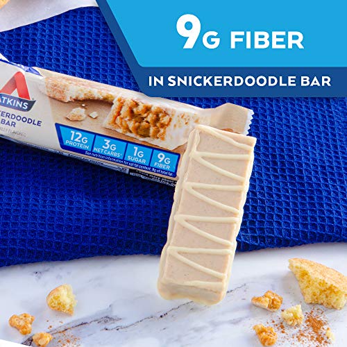 Atkins Snack Bar, Snickerdoodle, Made with B Vitamins and Real Almond Butter, Naturally Flavored, Keto Friendly, and Gluten Free (30 Bars)