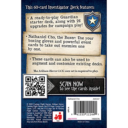 Arkham Horror The Card Game Nathaniel Cho Starter Deck | Horror Game | Mystery Game | Cooperative Card Game | Ages 14+ | 1-2 Players | Average Playtime 1-2 Hours | Made by Fantasy Flight Games