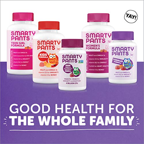 SmartyPants Kids Probiotic Immunity Gummies: Prebiotics and Probiotics for Immune Support and Digestive Comfort, Grape Flavor, Vegan Gummy Vitamins, 60 Count, 30 Day Supply, No Refrigeration Required