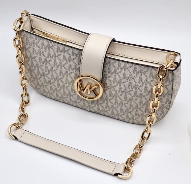 Michael Kors Carmen XS Leather Pouchette Shoulder Bag (Light Cream)