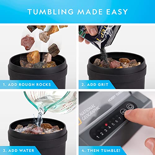 NATIONAL GEOGRAPHIC Rock Tumbler Refill Kit – 1 Lb. Mix of Genuine Petrified Wood Fossils for Rock Polishers - Rock Tumbler Supplies Include Rock Tumbler Grit and Rocks for Tumbling