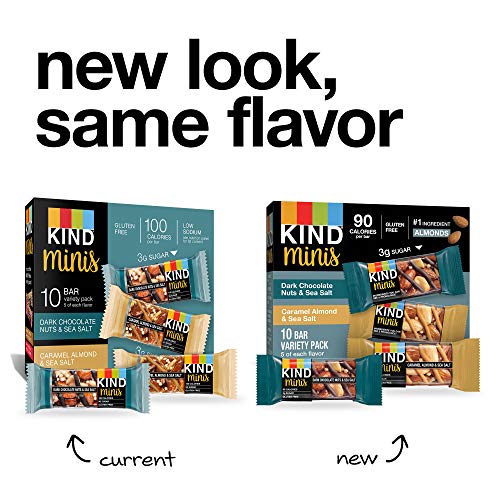 KIND Minis, Dark Chocolate Nuts and Sea Salt/ Caramel Almond and Sea Salt, 14 Oz (Pack Of 20)