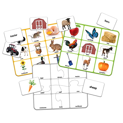 The Learning Journey: Match It! Bingo - Farm - Reading Game for Preschool and Kindergarten 36 Picture Word Cards