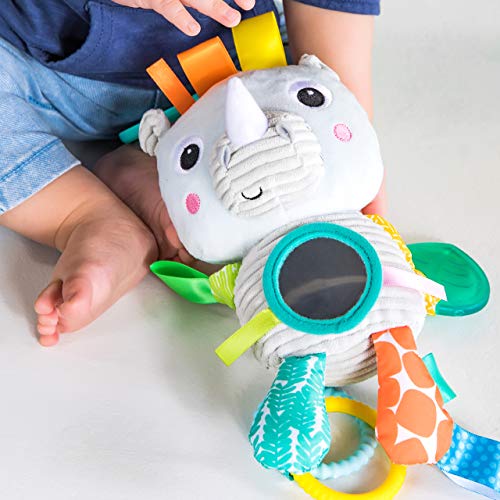 Bright Starts Playful Pals Activity Take-Along Toy, Rhino, Newborn +