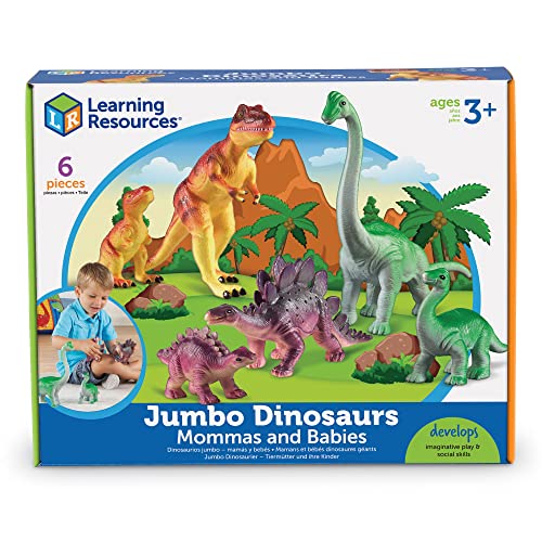 Learning Resources Jumbo Dinosaurs Mommas and Babies - 6 Pieces, Ages 3+ Dinosaurs for Toddlers, Dinosaurs Action Figure Toys, Kids' Play Dinosaur and Prehistoric Creature Figures