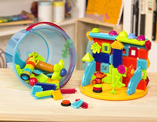 Bristle Blocks by Battat – The Official Bristle Blocks – 128 Pieces in a Bucket – STEM Creativity Building Toys for Dexterity and Fine Motricity – BPA Free 2 years +