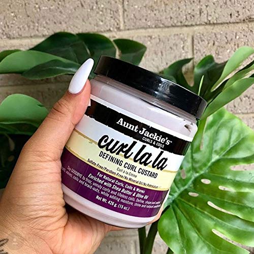 Aunt Jackie's Curls and Coils Curl La La Defining Curl Custard for Natural Hair Curls, Coils and Waves Enriched with shea Butter and Olive Oil, 15 oz