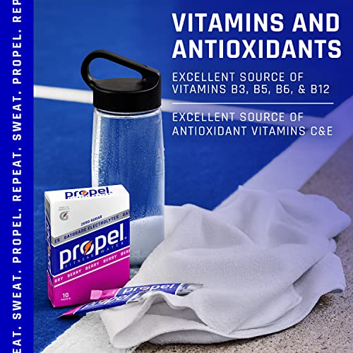 Propel Powder Packets 4 Flavor Variety Pack With Electrolytes, Vitamins and No Sugar 10 Count (Pack of 5) (Packaging May Vary)