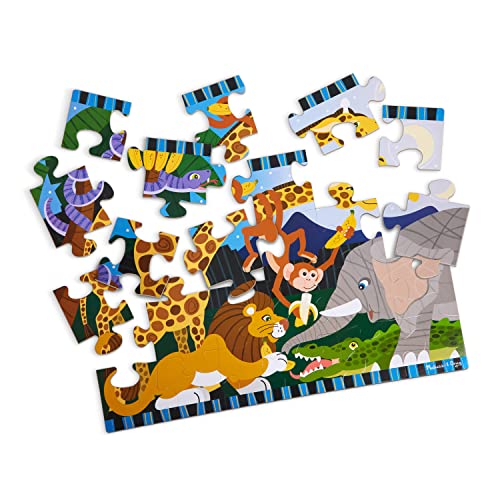 Melissa and Doug Safari Social Jumbo Jigsaw Floor Puzzle (24 pcs, 2 x 3 feet) - Kids Animal Puzzles, Large Floor Puzzles For Preschoolers And Kids Ages 3+