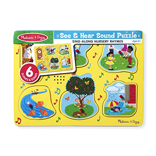 Melissa and Doug Sing-Along Nursery Rhymes Sound Puzzle - Wooden Peg Puzzle (8 pcs)