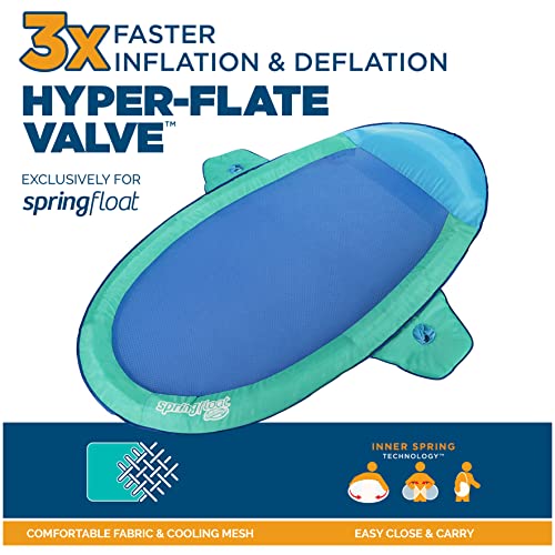 SwimWays Spring Float SunCatcher Pool Lounge Chair with Hyper-Flate Valve, Aqua