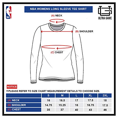 Ultra Game NBA Houston Rockets Womens Long Sleeve Tee Shirt, Team Color, X-Large