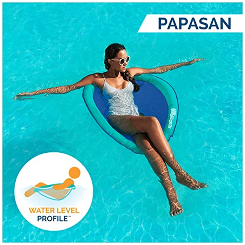 SwimWays Spring Float Papasan Pool Lounger with Hyper-Flate Valve, Inflatable Pool Float, Aqua