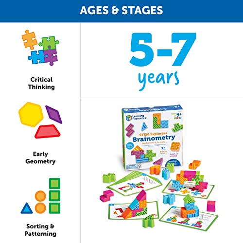 Learning Resources STEM Explorers Brainometry - 34 Pieces, Ages 5+ STEM Toys for Kids, Brain Teaser Toys and Games, Kindergarten Games