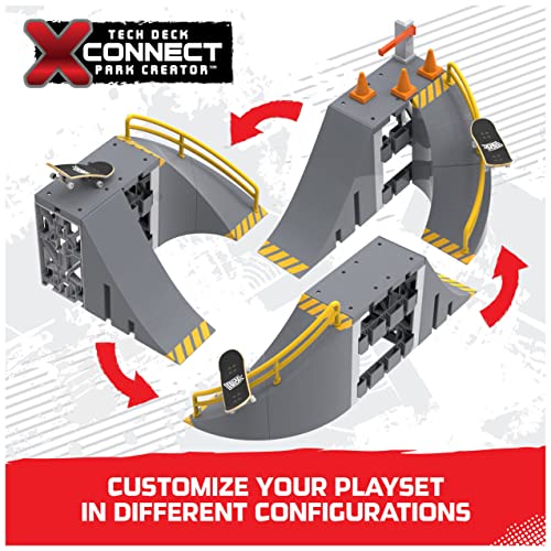 TECH DECK, Sk8 Garage X-Connect Park Creator, Customizable and Buildable Ramp Set with Exclusive Fingerboard, Kids Toy for Boys and Girls Ages 6 and up