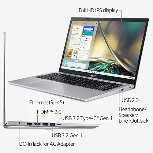 Acer Aspire 5 A515-56-347N Slim Laptop - 15.6' Full HD IPS Display - 11th Gen Intel i3-1115G4 Dual Core Processor - 8GB DDR4 - 128GB NVMe SSD - WiFi 6 - Amazon Alexa - Windows 11 Home in S Mode