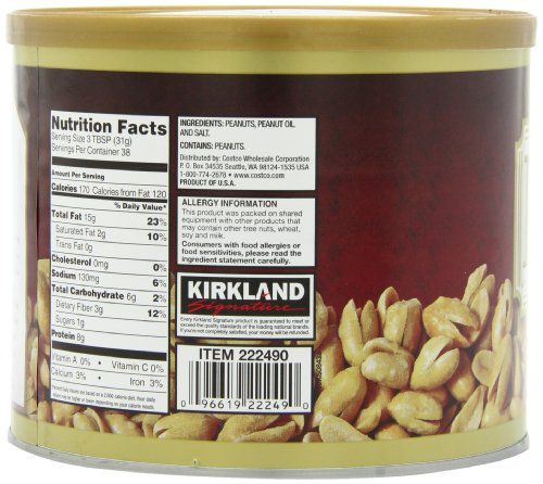 Kirkland Signature Super XL VA Peanuts, 40 Ounce, Light Brown