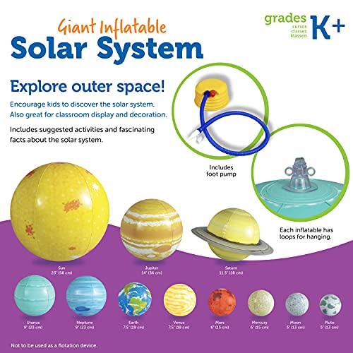 Learning Resources Giant Inflatable Solar System, Kids Solar System, Astronomy for Kids, 8 Planets, 13 Pieces, Grades K+