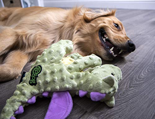 goDog Bubble Plush Dragons Squeaky Dog Toy, Chew Guard Technology - Lime, Large