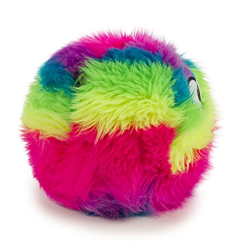goDog Furballz Squeaky Plush Ball Dog Toy, Chew Guard Technology - Rainbow, Large, for All Breed Sizes