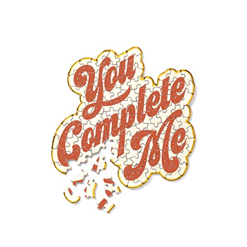 You Complete Me 100 Piece Mini Shaped Puzzle from Brass Monkey - 7.25' x 6.8' Mini Puzzle for Adults, Eye-Catching Design, Gold Foil Accents, Unique Gift Idea!