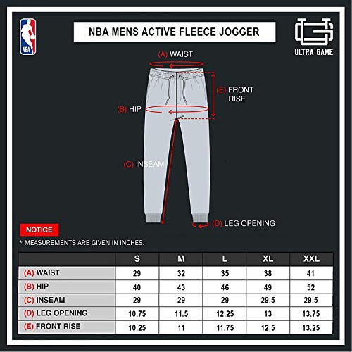 Ultra Game NBA Los Angeles Clippers - Kawhi Leonard Mens Active Fleece Jogger, Heather Charcoal, Large